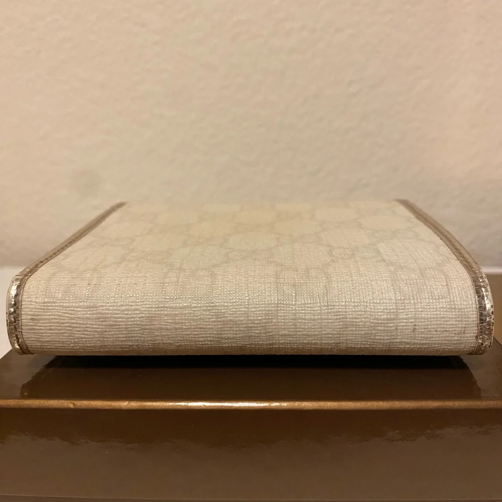 Gucci Beige Monogram Small Fold Wallet with Metallic Trim - Picture 13 of 16